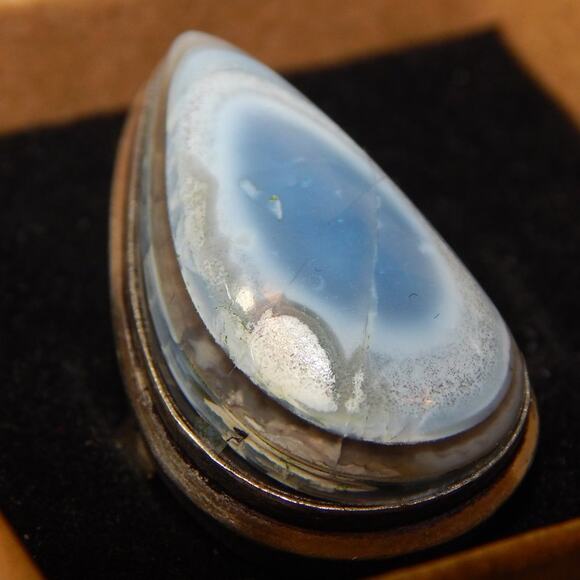 SZ 8 BoHo Owhyee Blue Opal 925 Silver Plated Ring - Picture 8 of 13